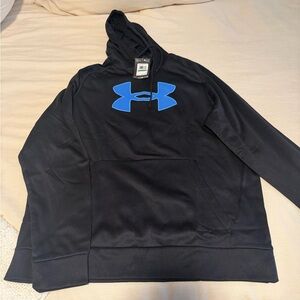 Under Armour Black Hoodie with Blue Emblem (new with tags)